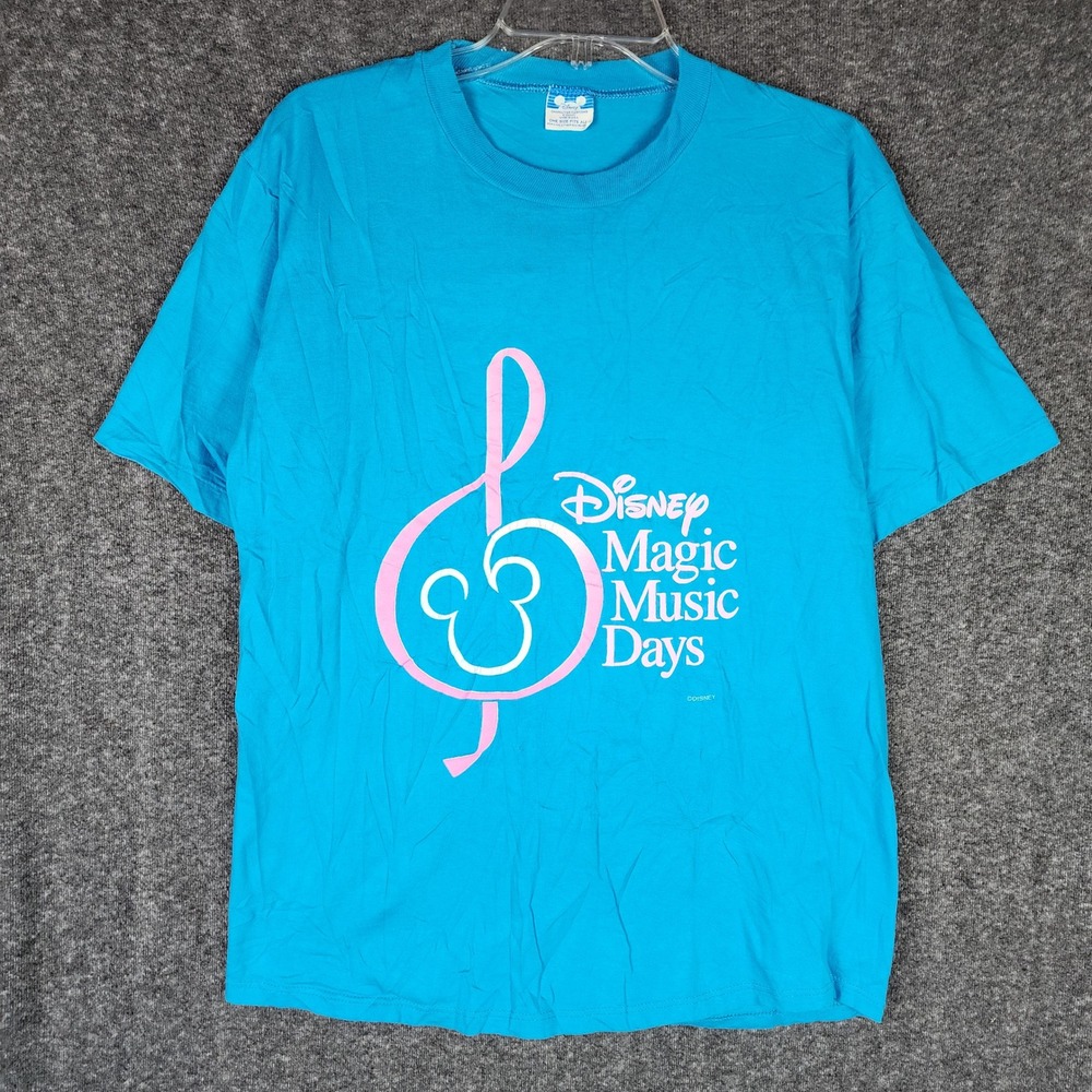 Disney T-Shirt Women OSFA Magic Music Days Turquoise Blue Graphic USA EUC